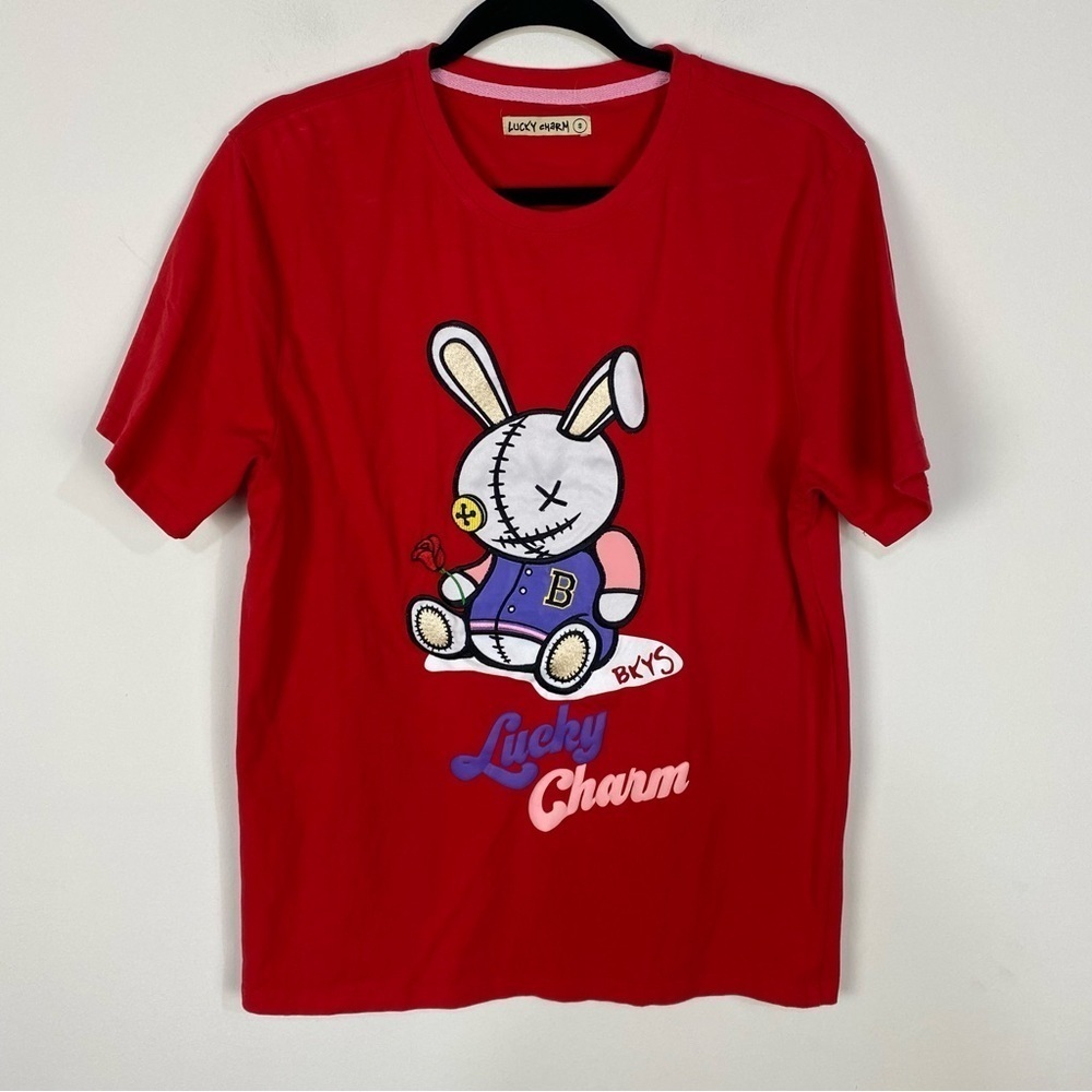 Lucky Charm Red Bunny Streetwear Bkys Black Keys Short Sleeve Tee Top